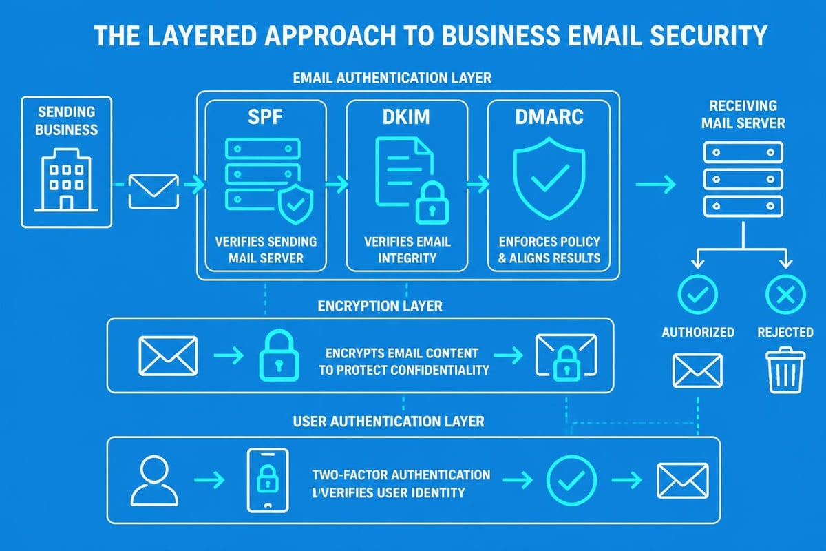 Email authentication and security layers