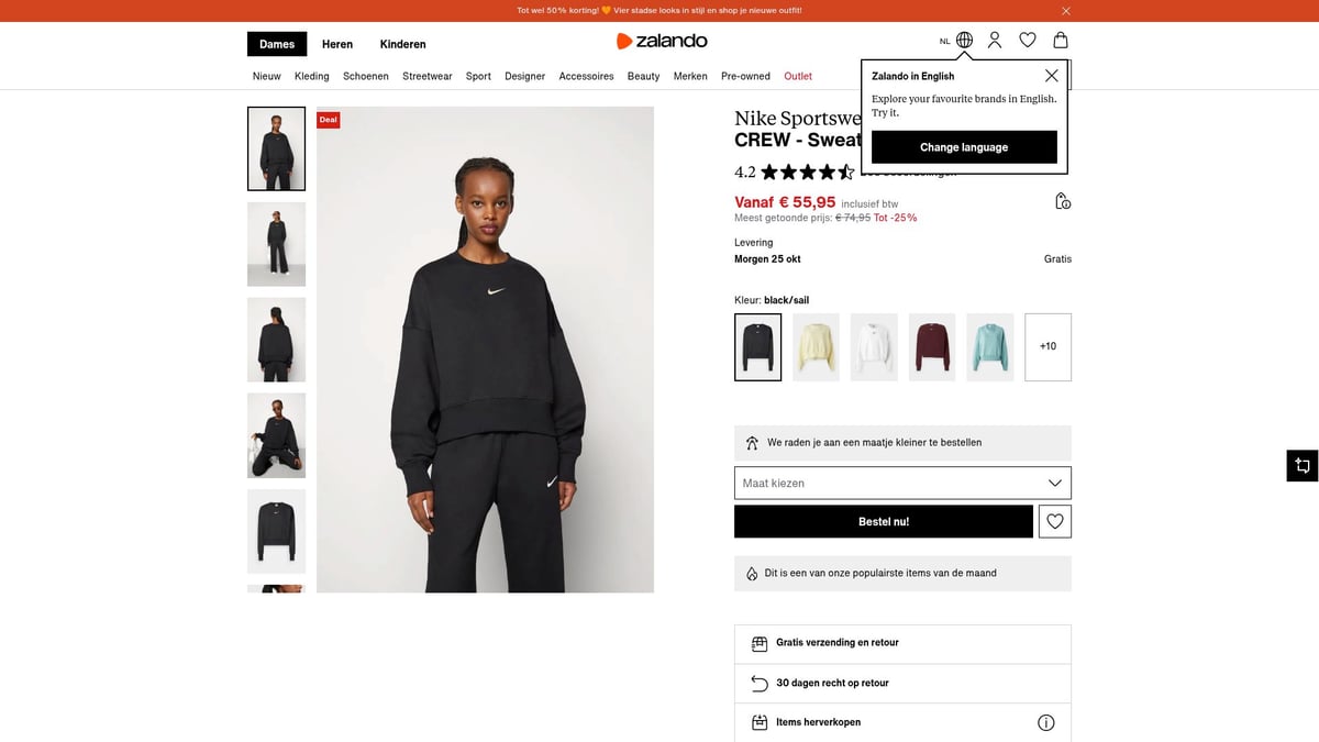 7 Beste Sale Kleding Deals Die Je Niet Mag Missen In 2025 - Nike SportswearCREW - Sweater - black/sail