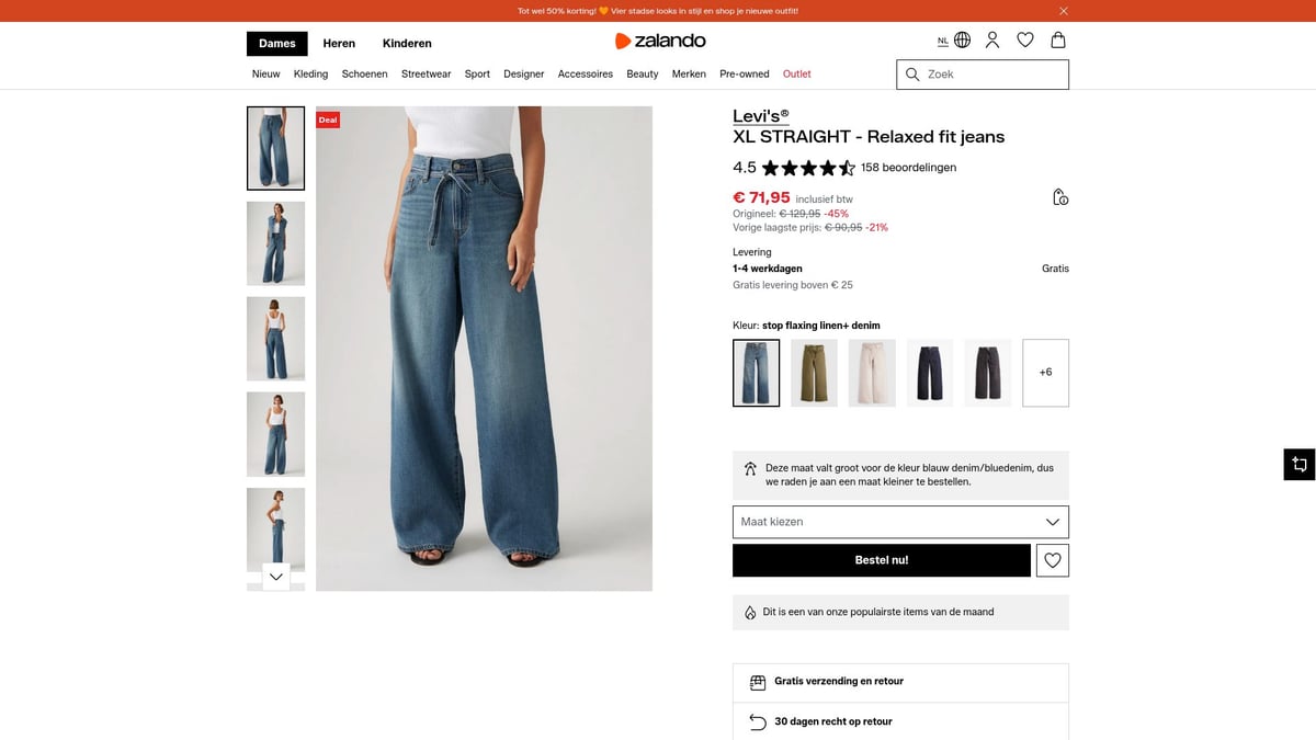 7 Beste Sale Kleding Deals Die Je Niet Mag Missen In 2025 - Levi's® XL STRAIGHT - Relaxed fit jeans - stop flaxing linen+ denim