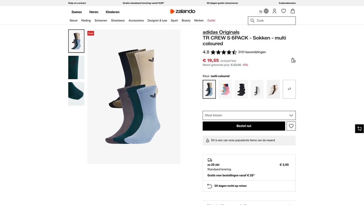 7 Beste Sale Kleding Deals Die Je Niet Mag Missen In 2025 - adidas OriginalsTR CREW S 6PACK - Sokken - multi coloured