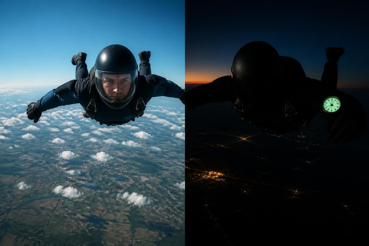 Sensory comparison day versus night skydiving