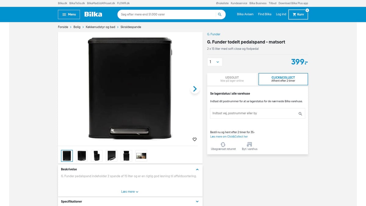 7 Smarte Valg Til Affaldsspand K&oslash;kken I 2026 - G. Funder Todelt Pedalspand &ndash; Matsort