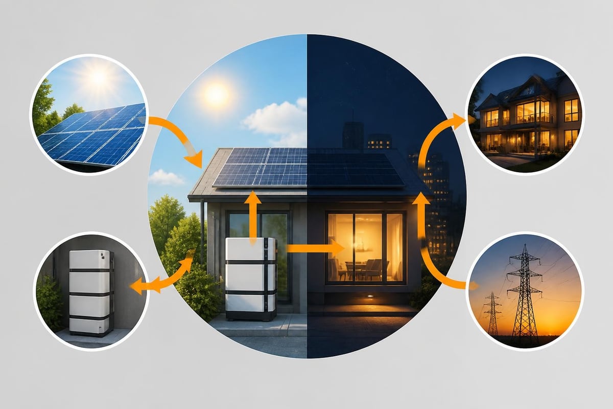 Energy flow in integrated solar and battery systems