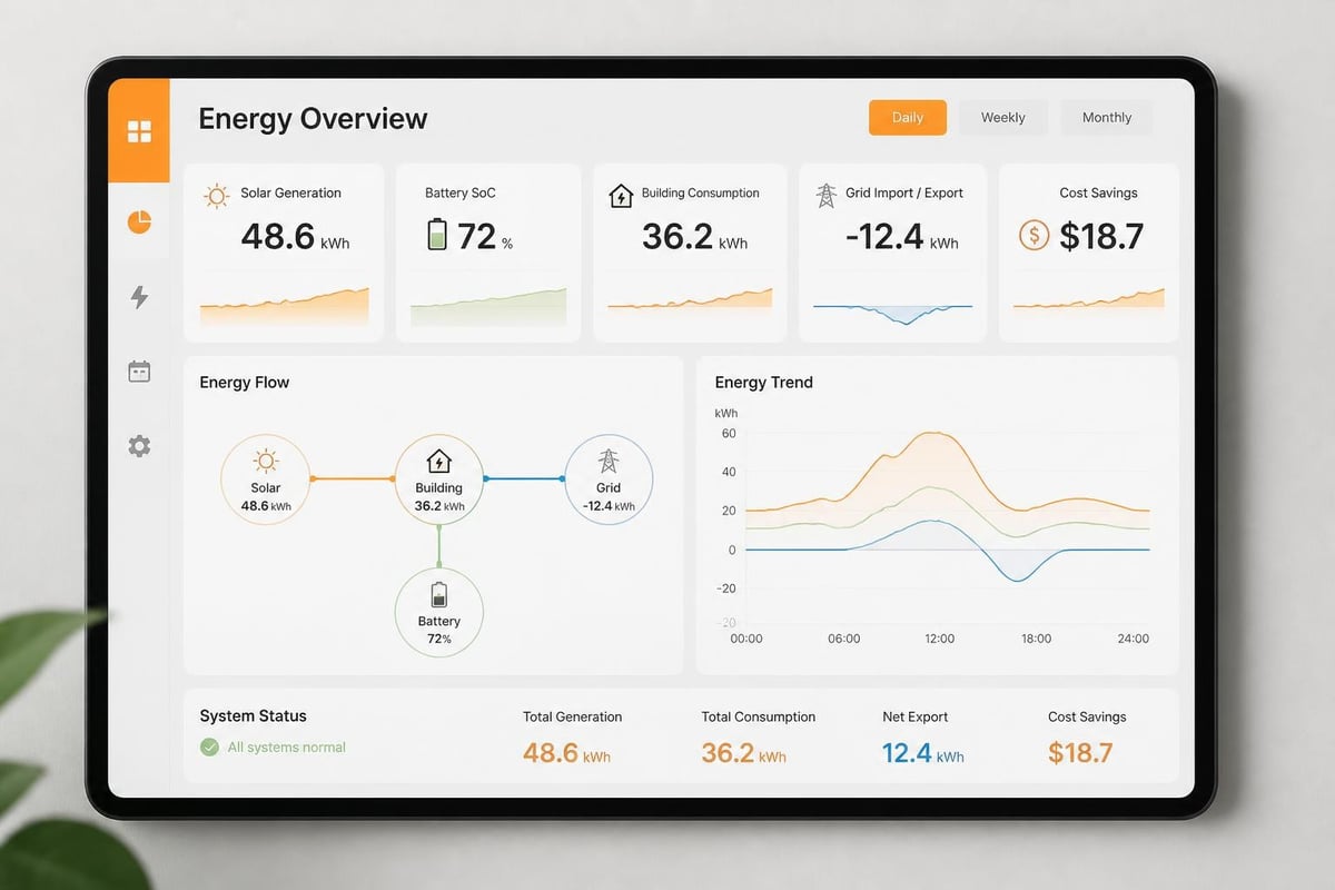 Solar and battery monitoring dashboard