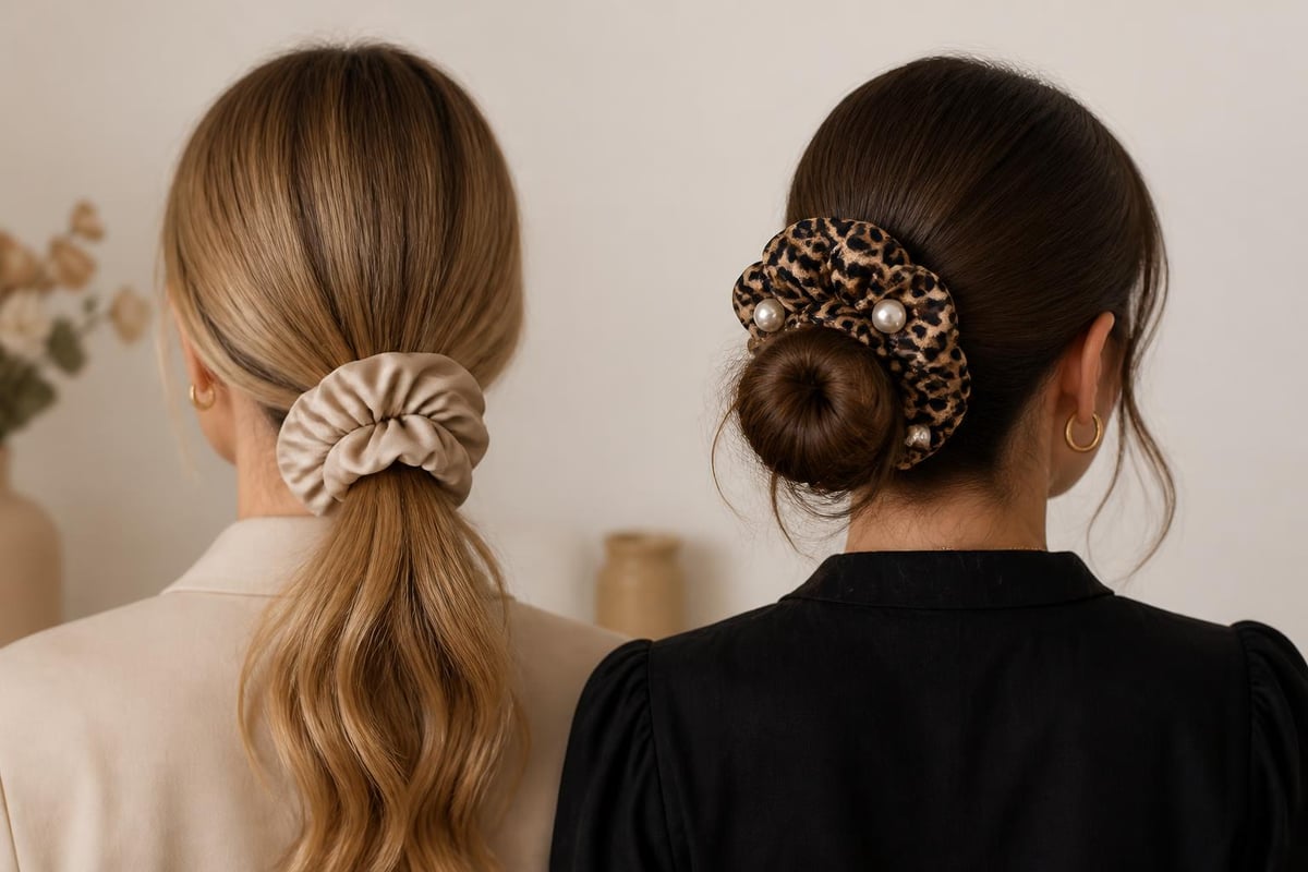 Professional versus fashion scrunchie styling large hair accessory choices