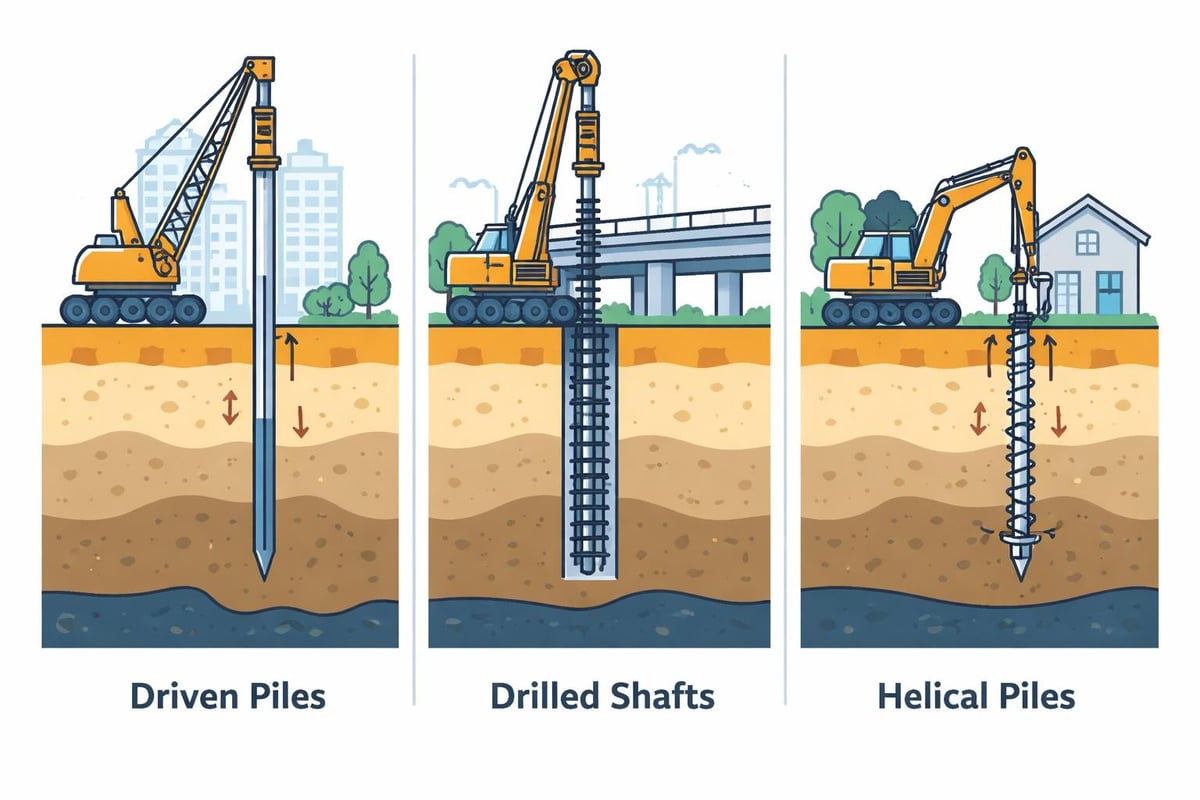 Deep foundation types comparison