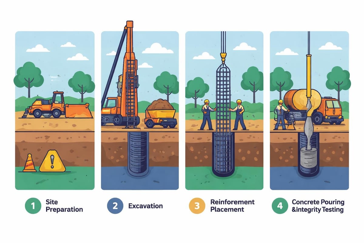 Deep foundation construction sequence