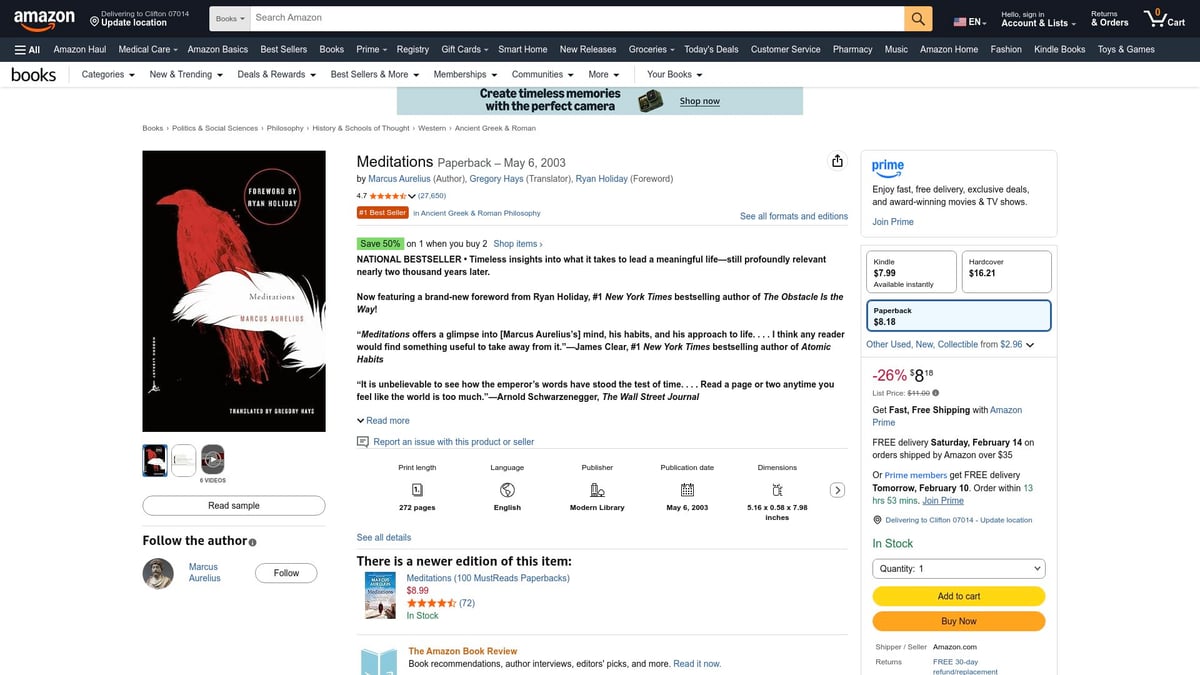 Top 7 Control Your Emotions Books to Read in 2026 - Meditations by Marcus Aurelius