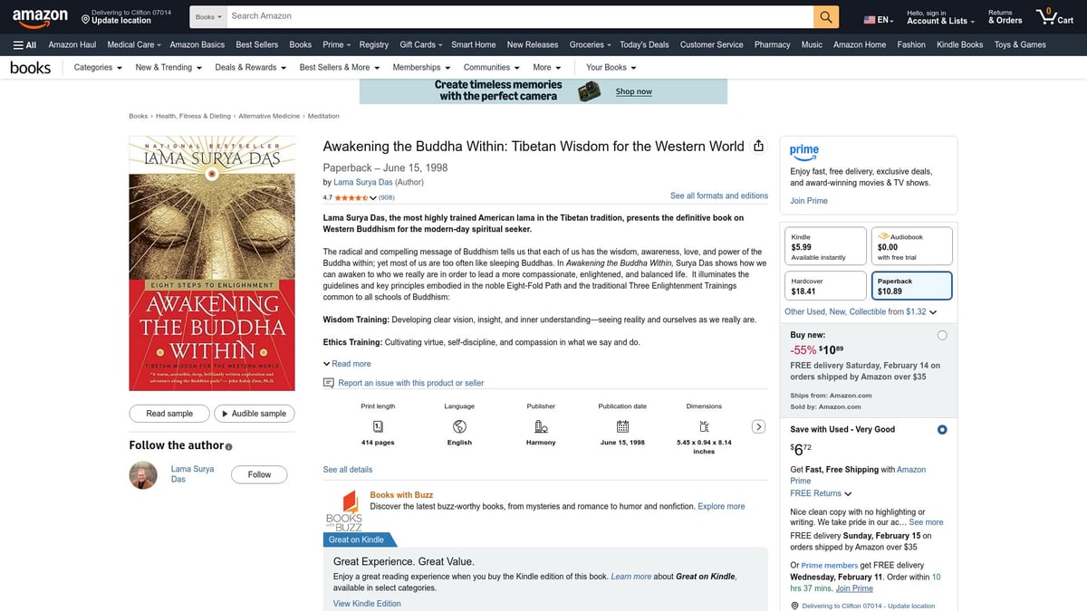 Top 7 Control Your Emotions Books to Read in 2026 - Awakening the Buddha Within by Lama Surya Das