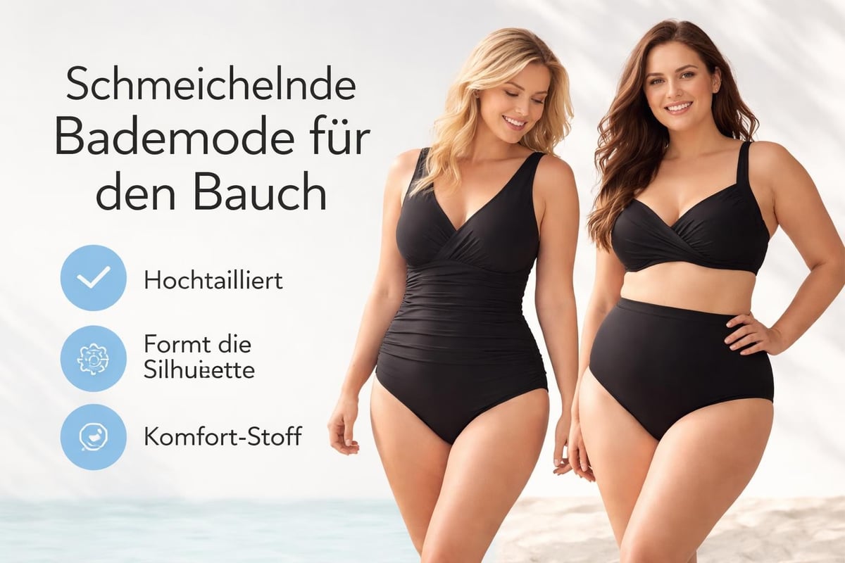 Swimwear design elements for tummy support