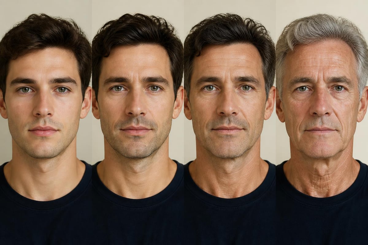 Timeline of male skin aging