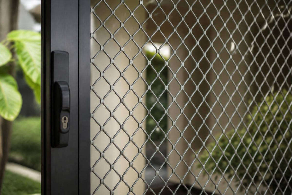 Security screen mesh construction