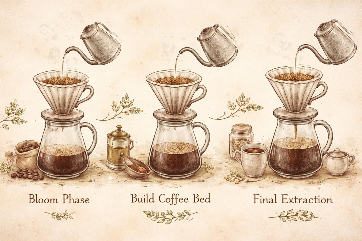 Pourover brewing steps