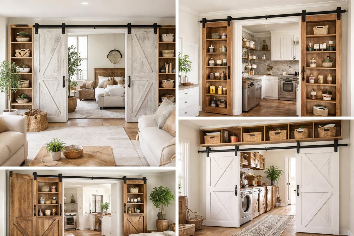 Barn door shelf configurations