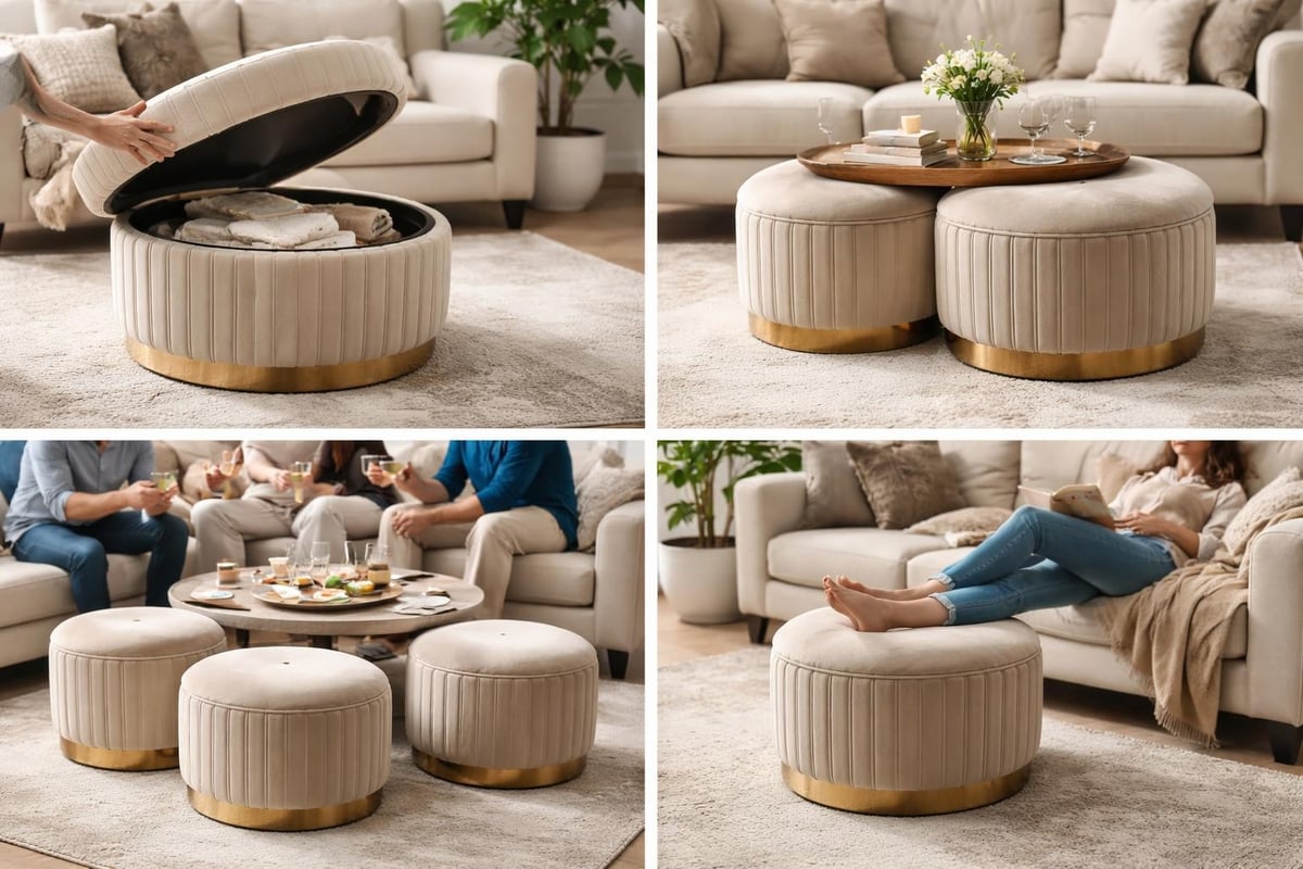 Art Deco ottoman versatility