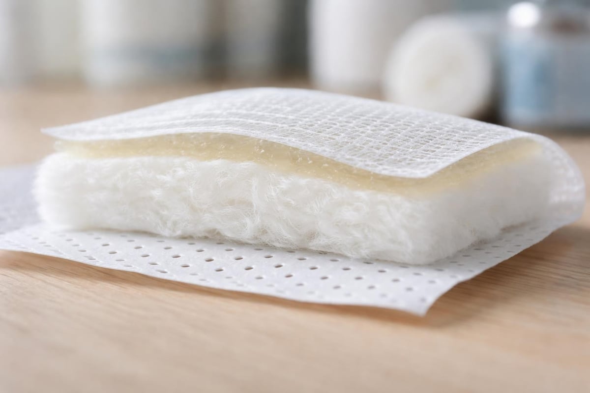 Non adherent gauze pad layers