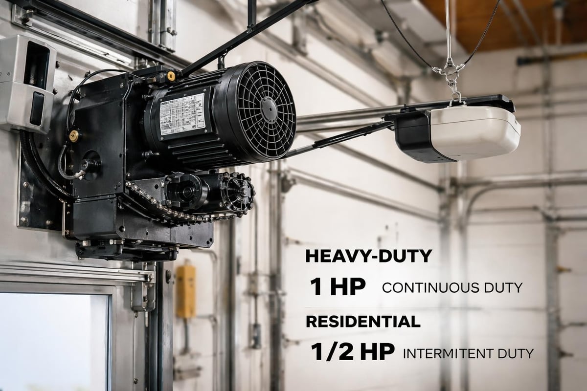 Industrial garage door opener duty cycle comparison