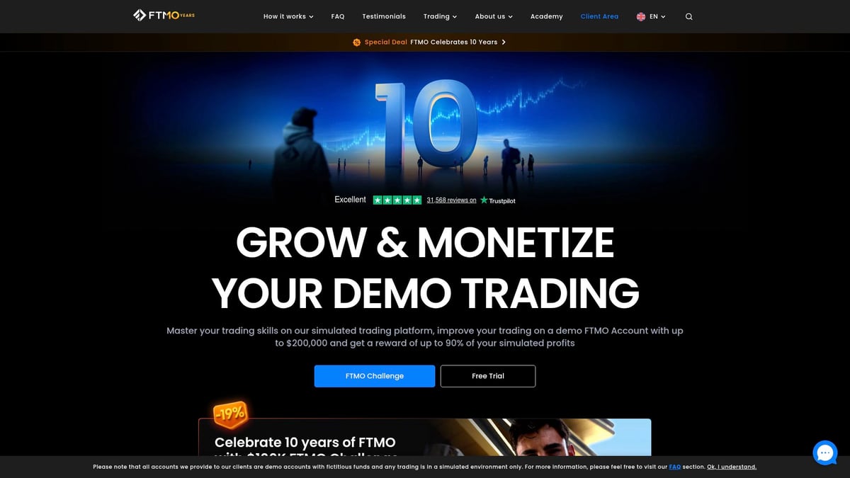7 Best Free Prop Firm Challenge Options For Traders 2025 - FTMO Free Trial