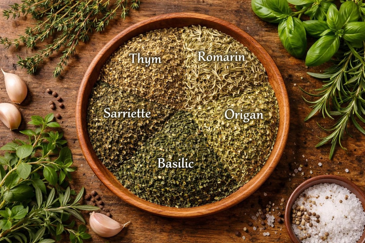 Composition équilibrée des herbes de Provence
