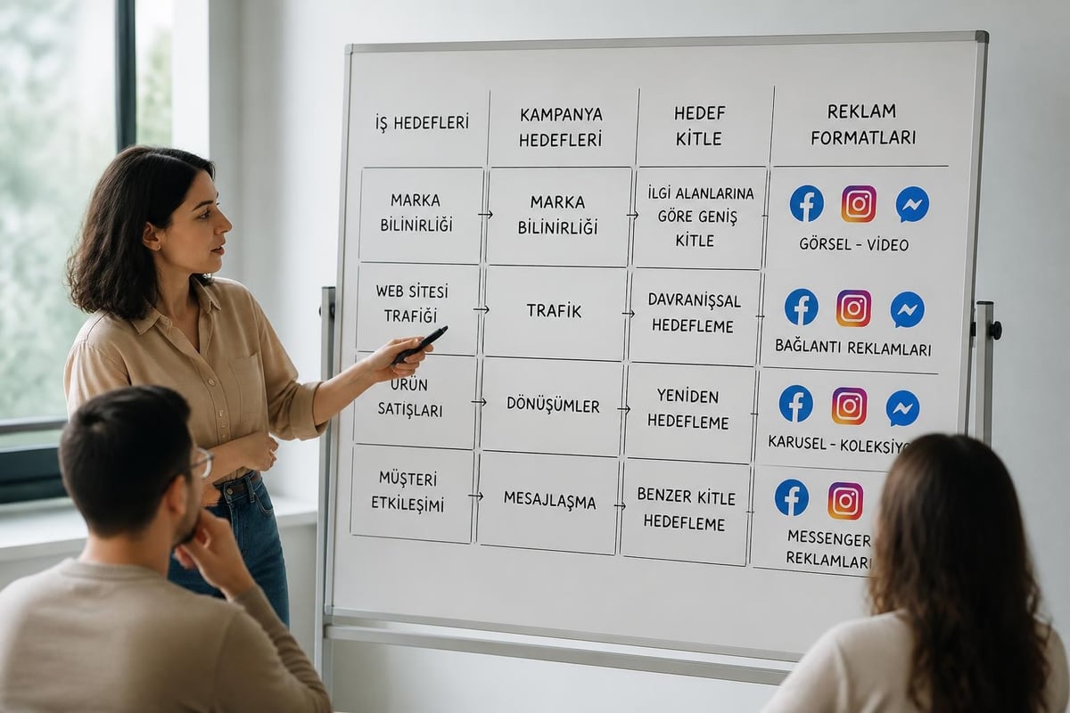Meta Reklamları çalışmalarında Meta kampanya hedefleri akışı