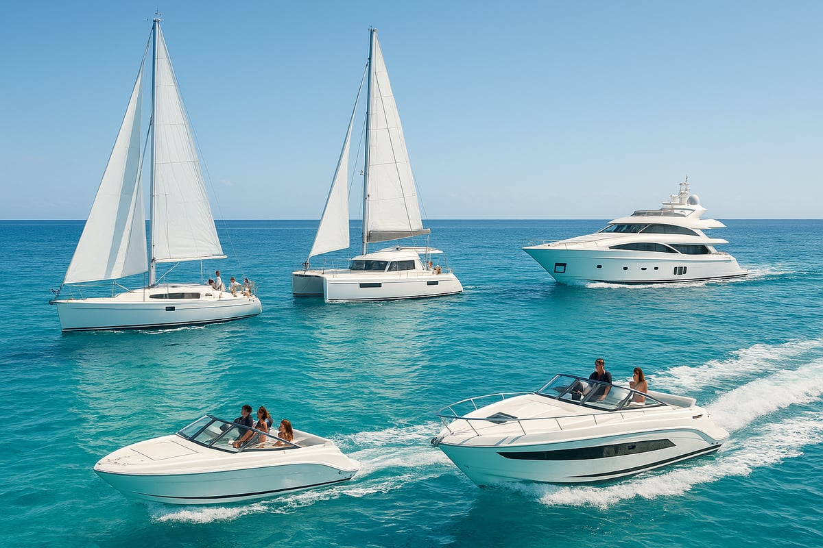 Motos de Agua Benidorm - article 9540b7fd 96dc 42e6 890 fotografia realista de cuatro tipos de barcos vele 1 66uf8n Tipos de barcos para alquilar: ¿Cuál elegir?