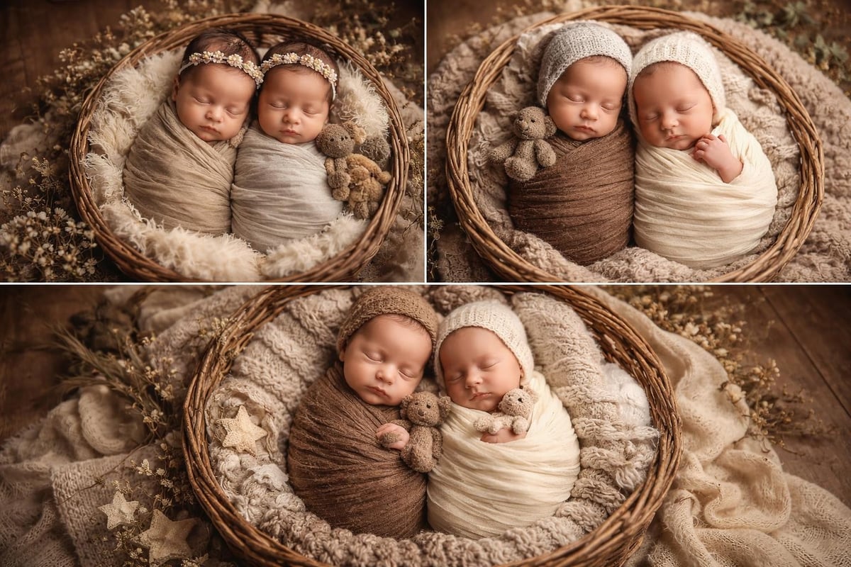 Twin photoshoot prop arrangement