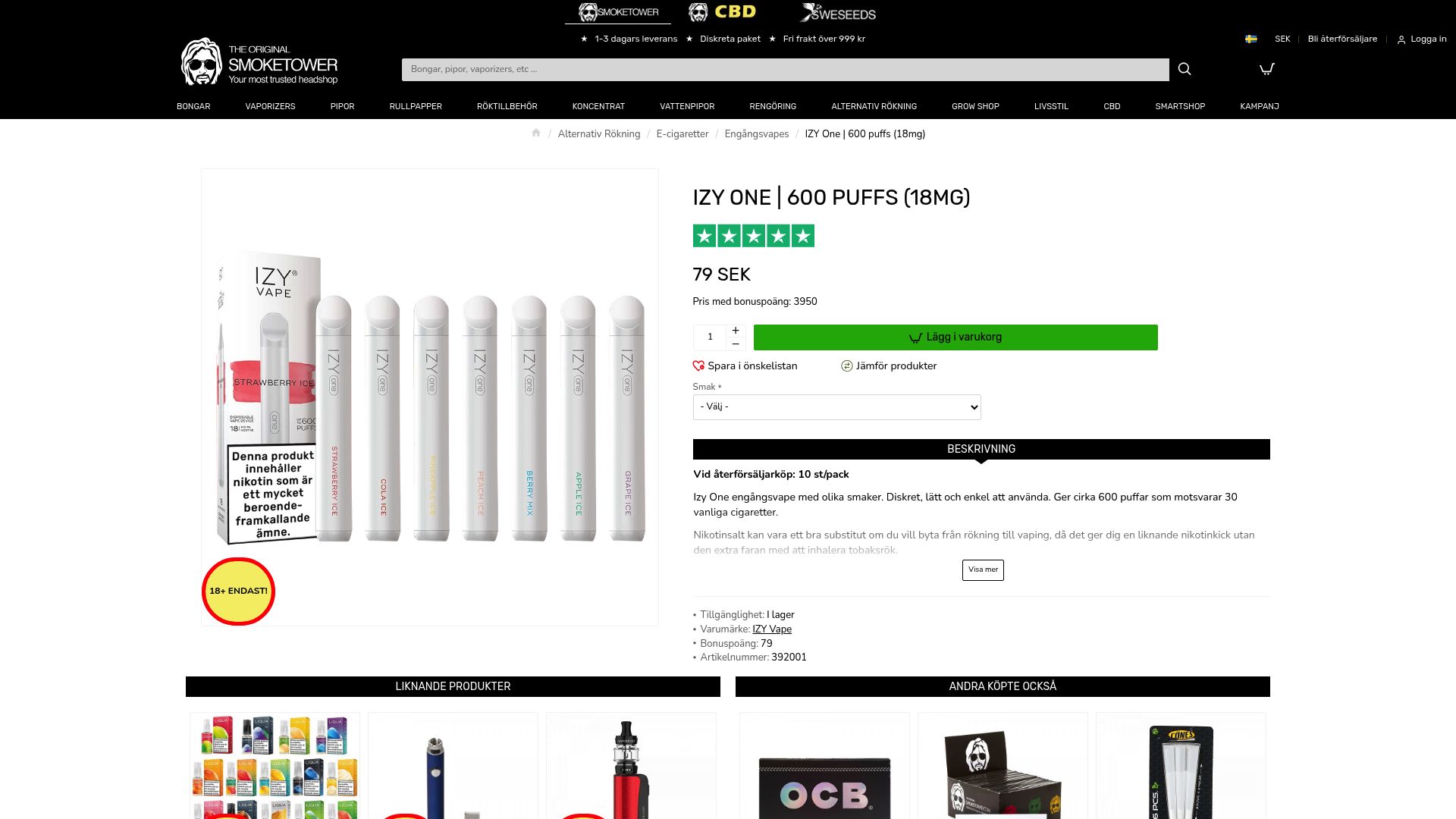 Topp 8 Engångsvapes Att Testa 2025 - IZY One 600 Puffs – Diskret & Smidig Vaping