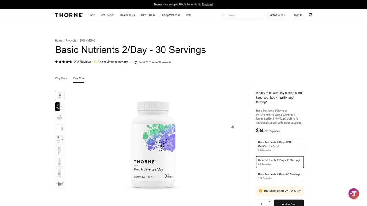Top 8 Best Multivitamins for Men to Try in 2026 - Thorne Research Basic Nutrients 2/Day