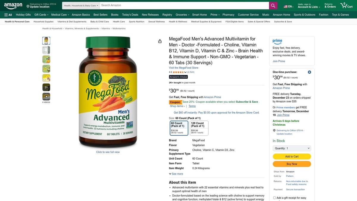 Top 8 Best Multivitamins for Men to Try in 2026 - MegaFood Men's Advanced Multivitamin