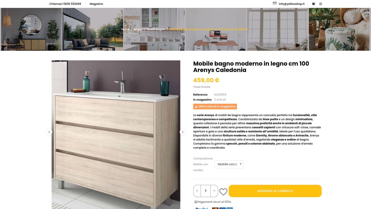 7 Idee Creative di Mobile Bagno con Lavabo Moderno per il 2026 - Mobile Bagno con Lavabo in Ceramica: Arenys Caledonia 100 cm