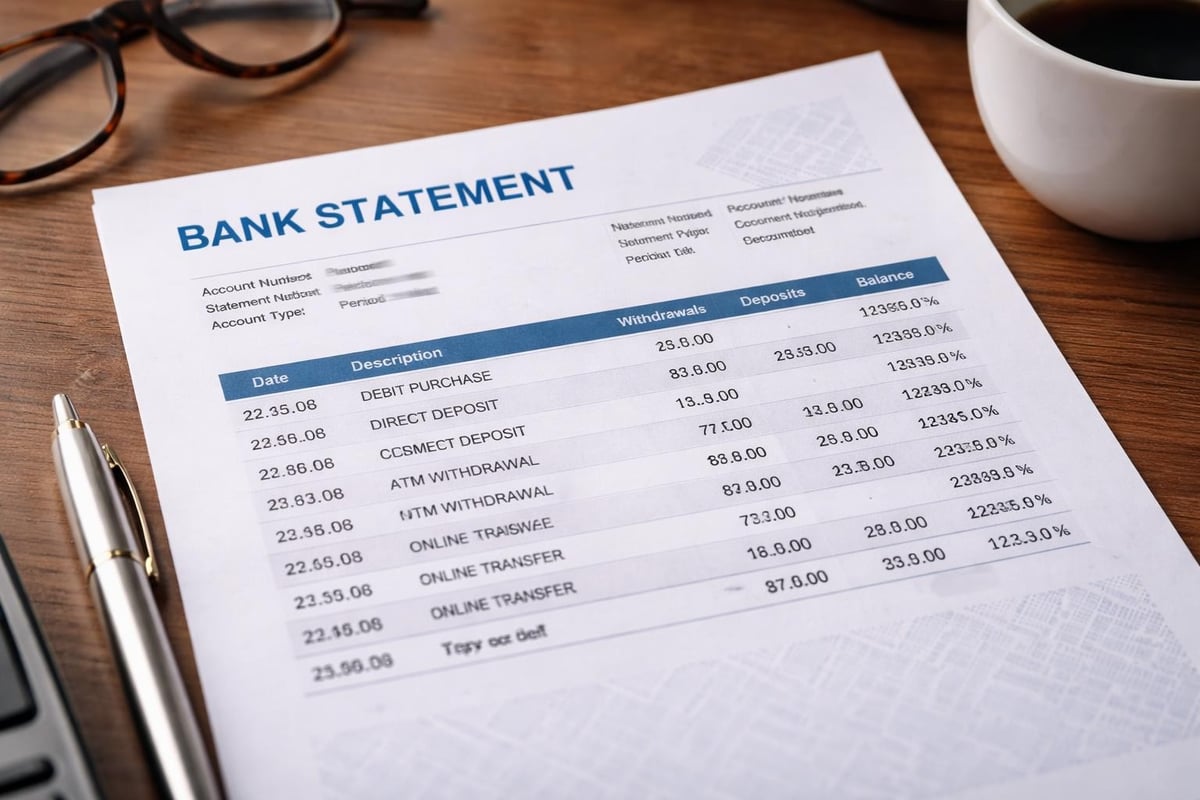 Bank statement PDF format components