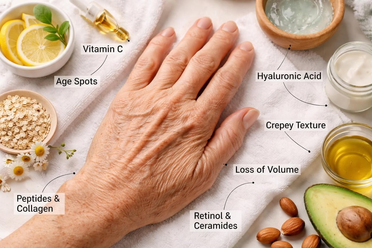 Hand aging concerns diagram