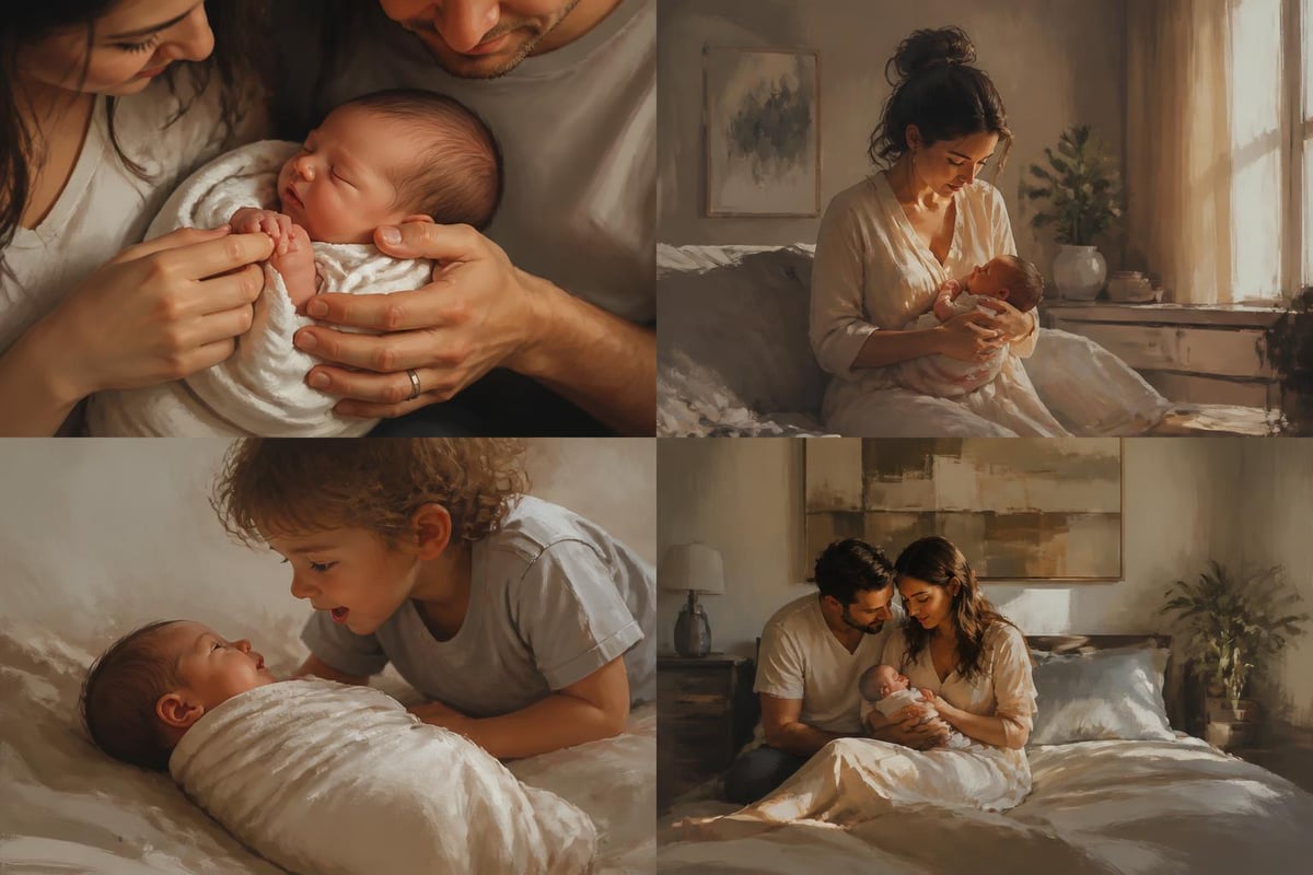 Family connection in newborn photography