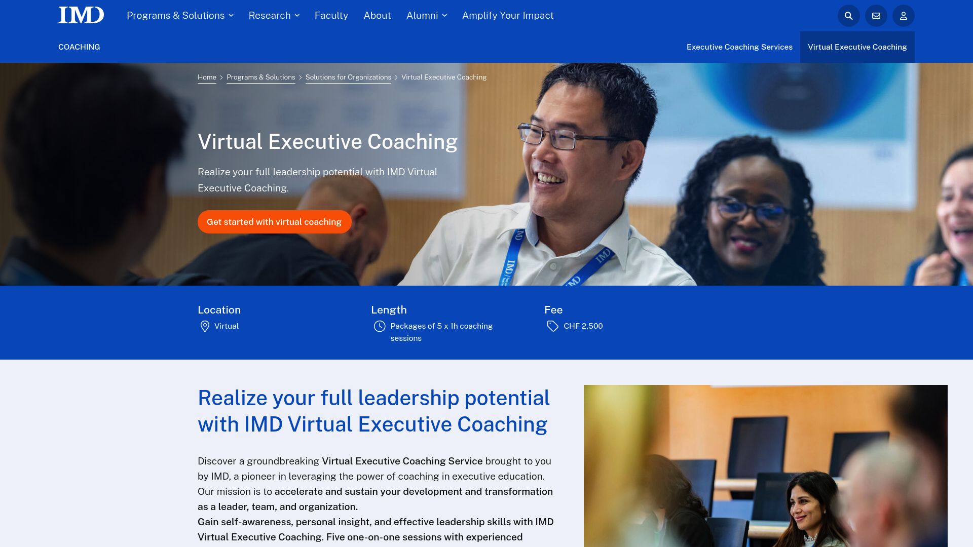 7 Best Coaching Page Ideas to Inspire You in 2025 - IMD Virtual Executive Coaching – Corporate-Focused Design