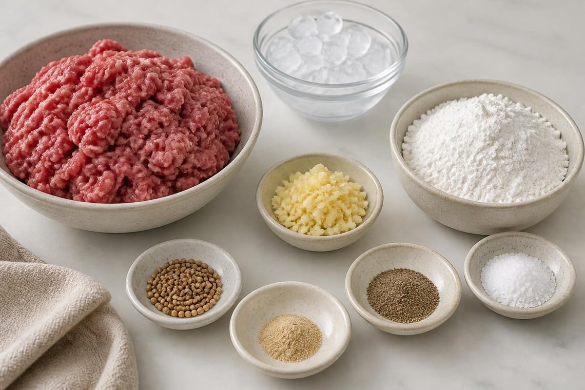 Ingredients for making homemade bakso
