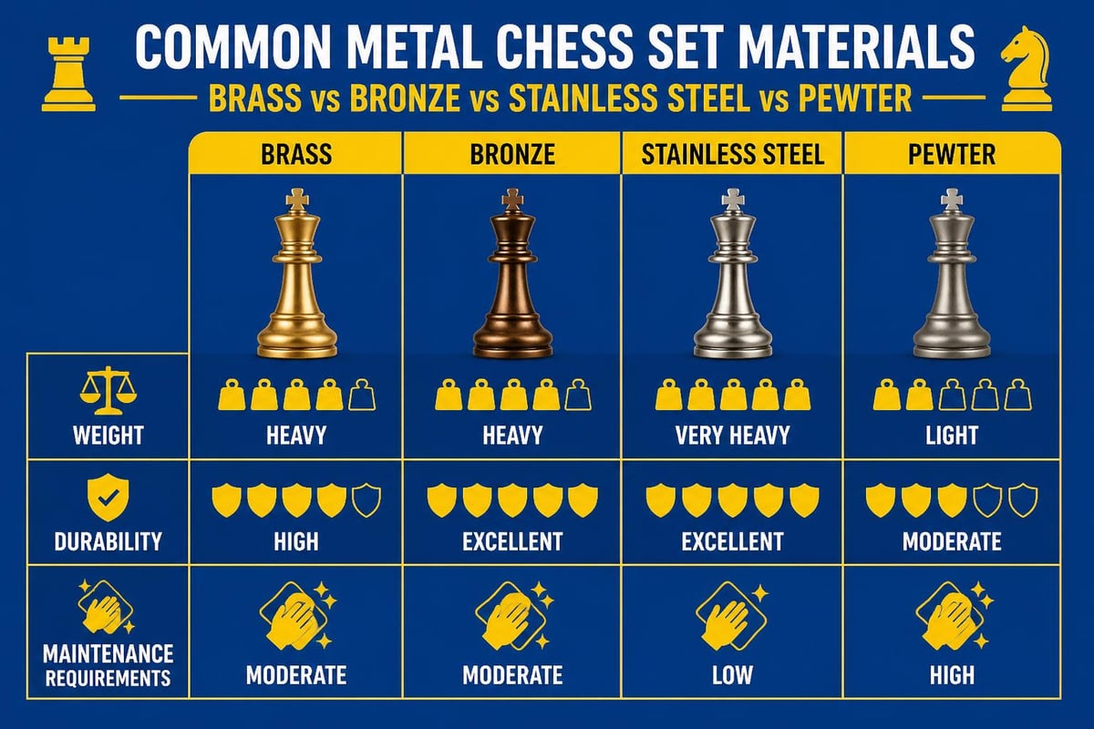 Metal chess set materials comparison