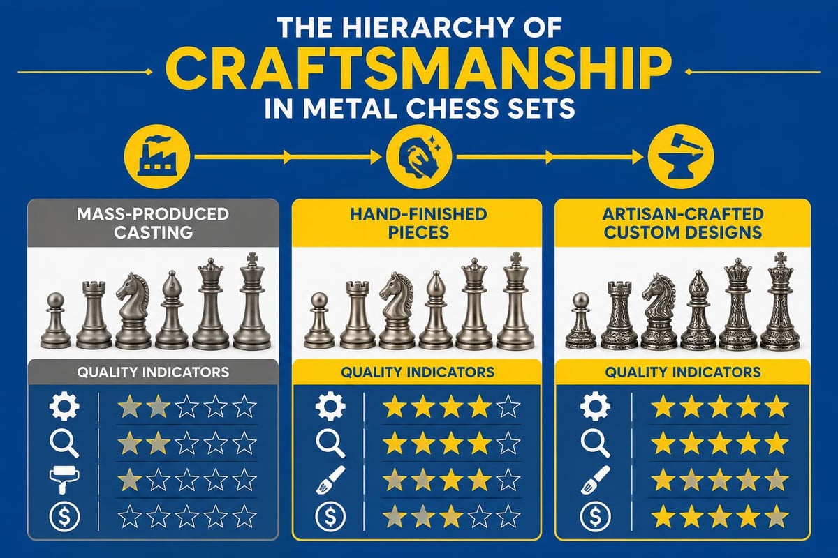 Metal chess set craftsmanship