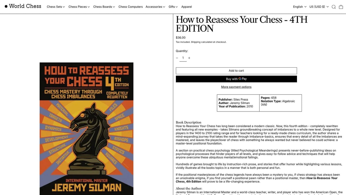 Top 7 Chess Book for Intermediate Players in 2026 - How to Reassess Your Chess (4th Edition) – Jeremy Silman