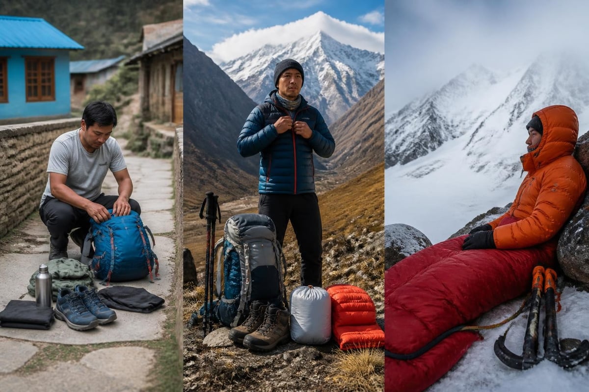 Trekking gear by elevation