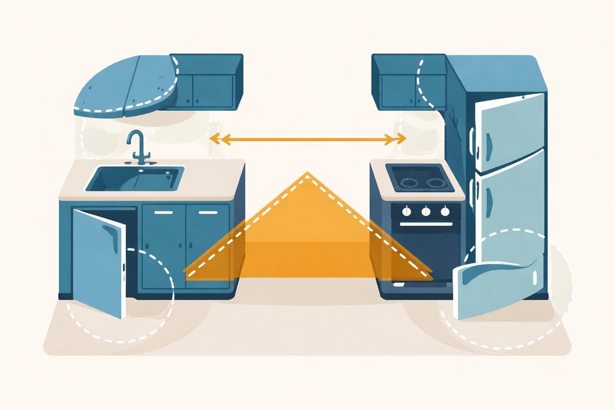 Zweizeilige Küchenplanung mit Maßangaben