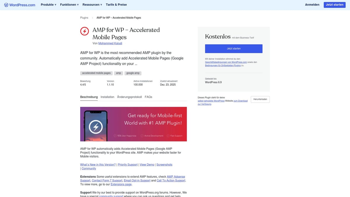 7 Must-Have WordPress Mobile Tools Für 2026 - AMP for WP – Accelerated Mobile Pages