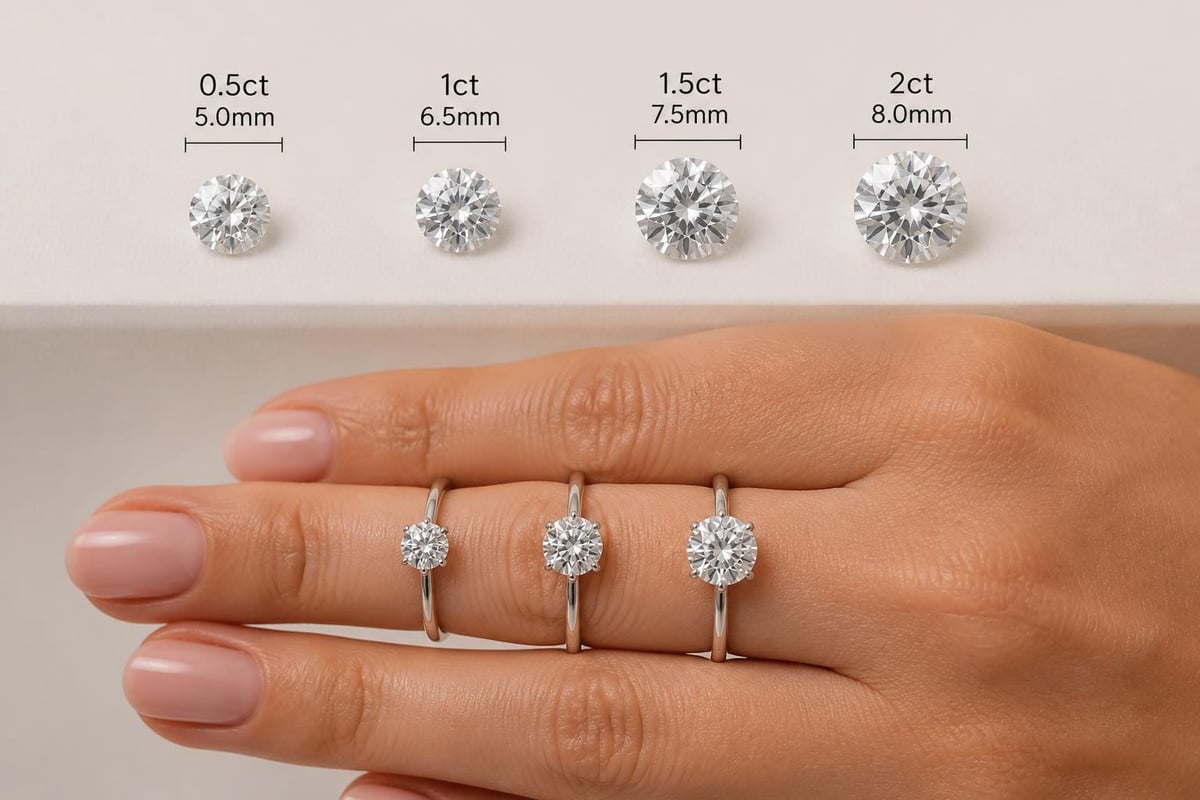 Diamond carat weight comparison