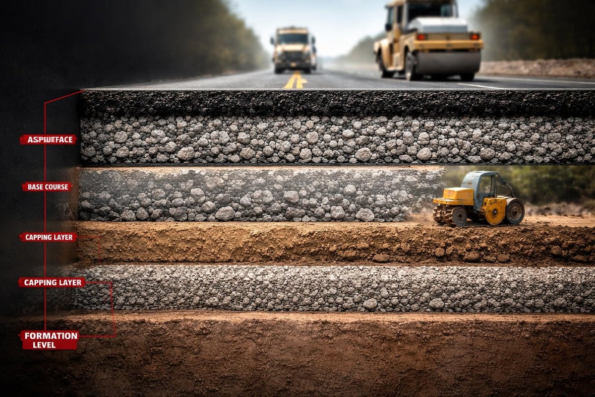 Highway earthworks layers