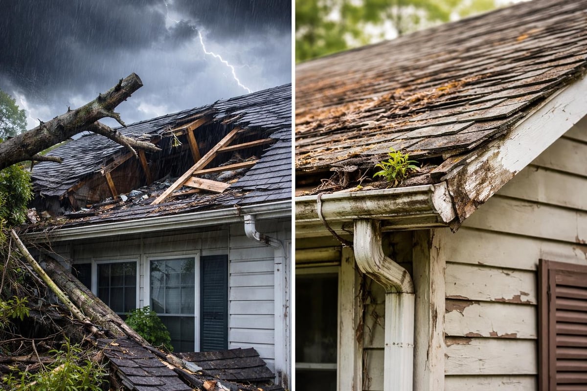 Covered vs non-covered roof damage