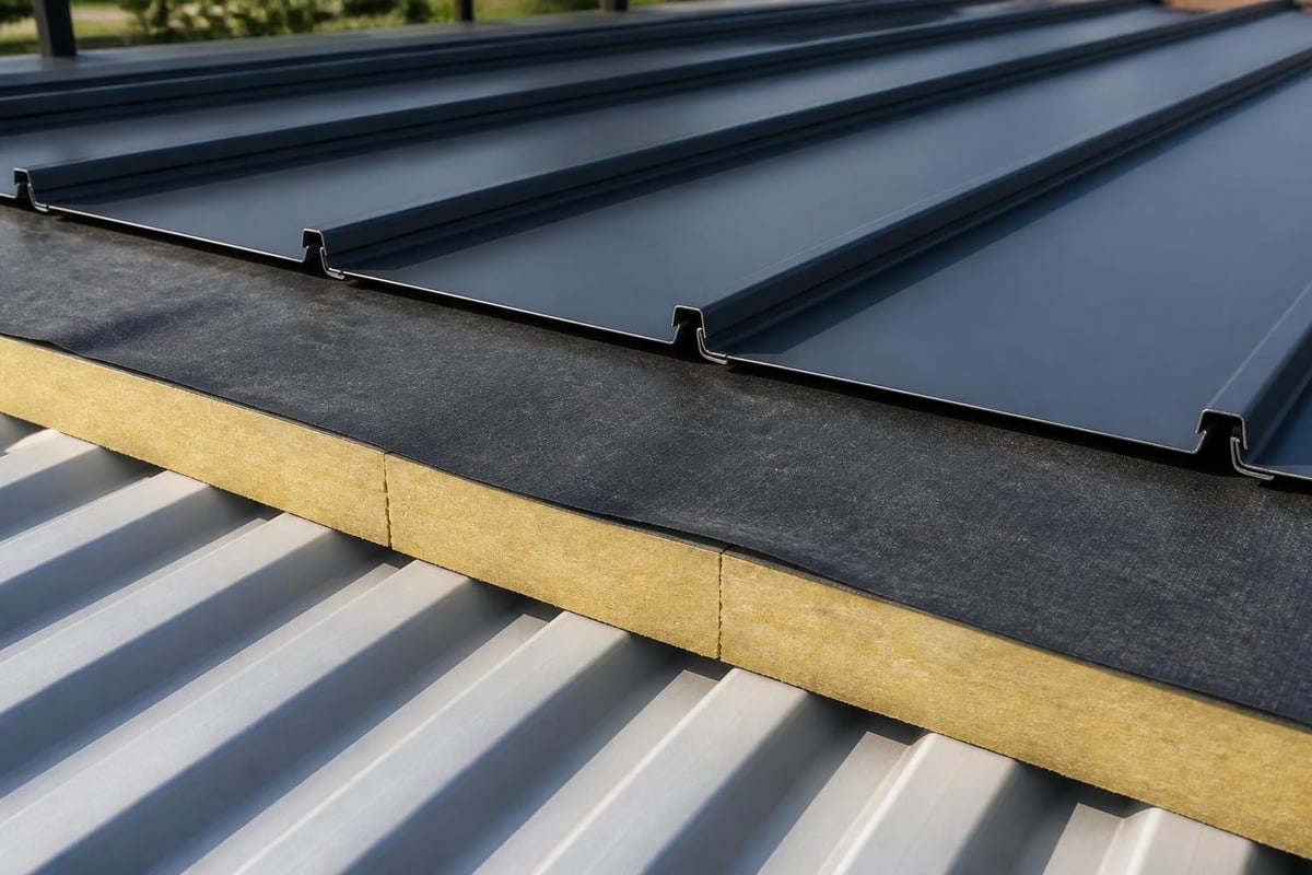 Metal roof waterproofing layers