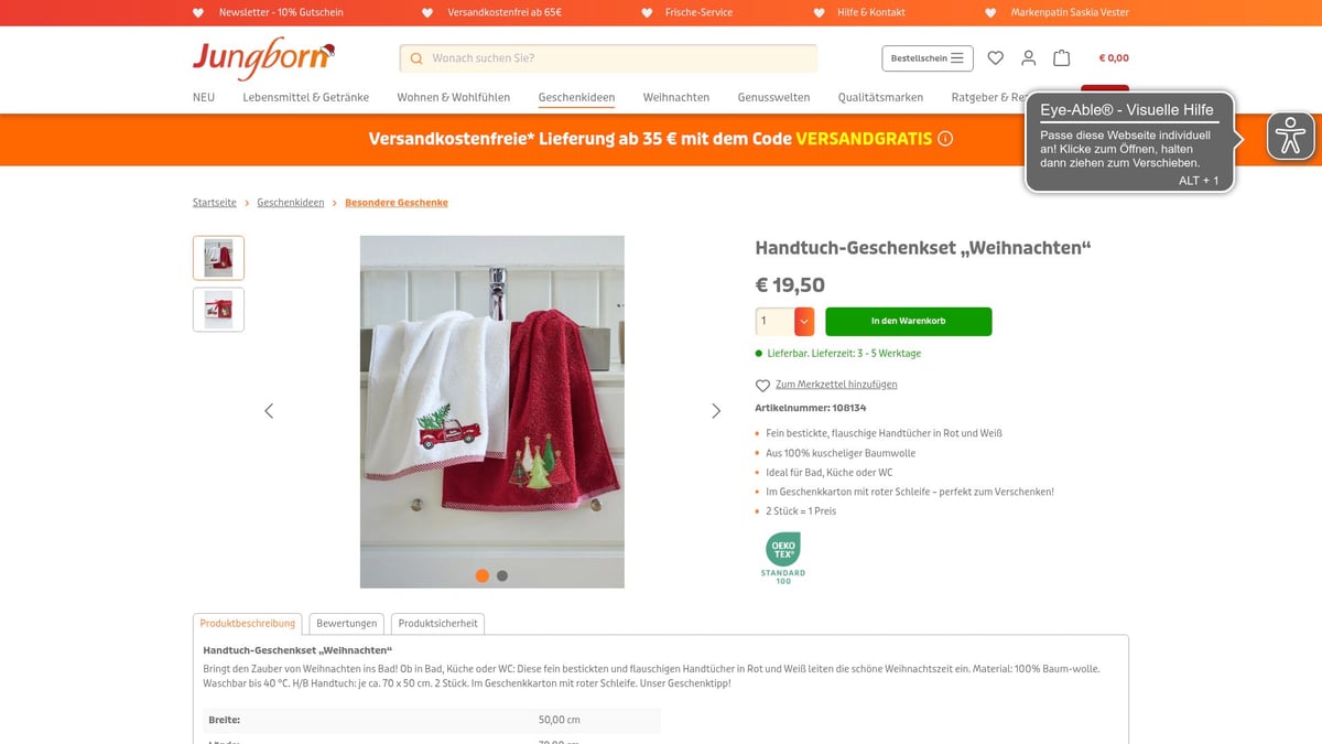 7 Kreative Handtuch Weihnachten Ideen Für 2025 - Handtuch-Geschenkset „Weihnachten“ von Jungborn