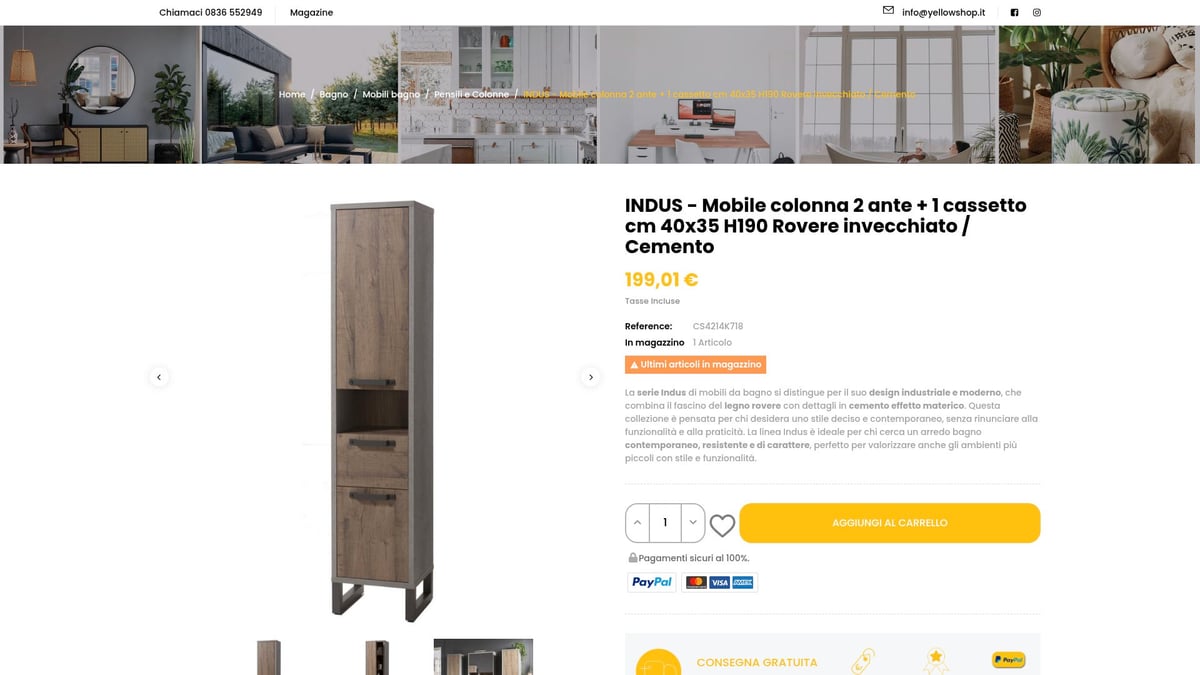 9 Idee Innovative di Mobili a Colonna da Bagno per il 2026 - Indus Rovere Cemento – Colonna bagno effetto industrial