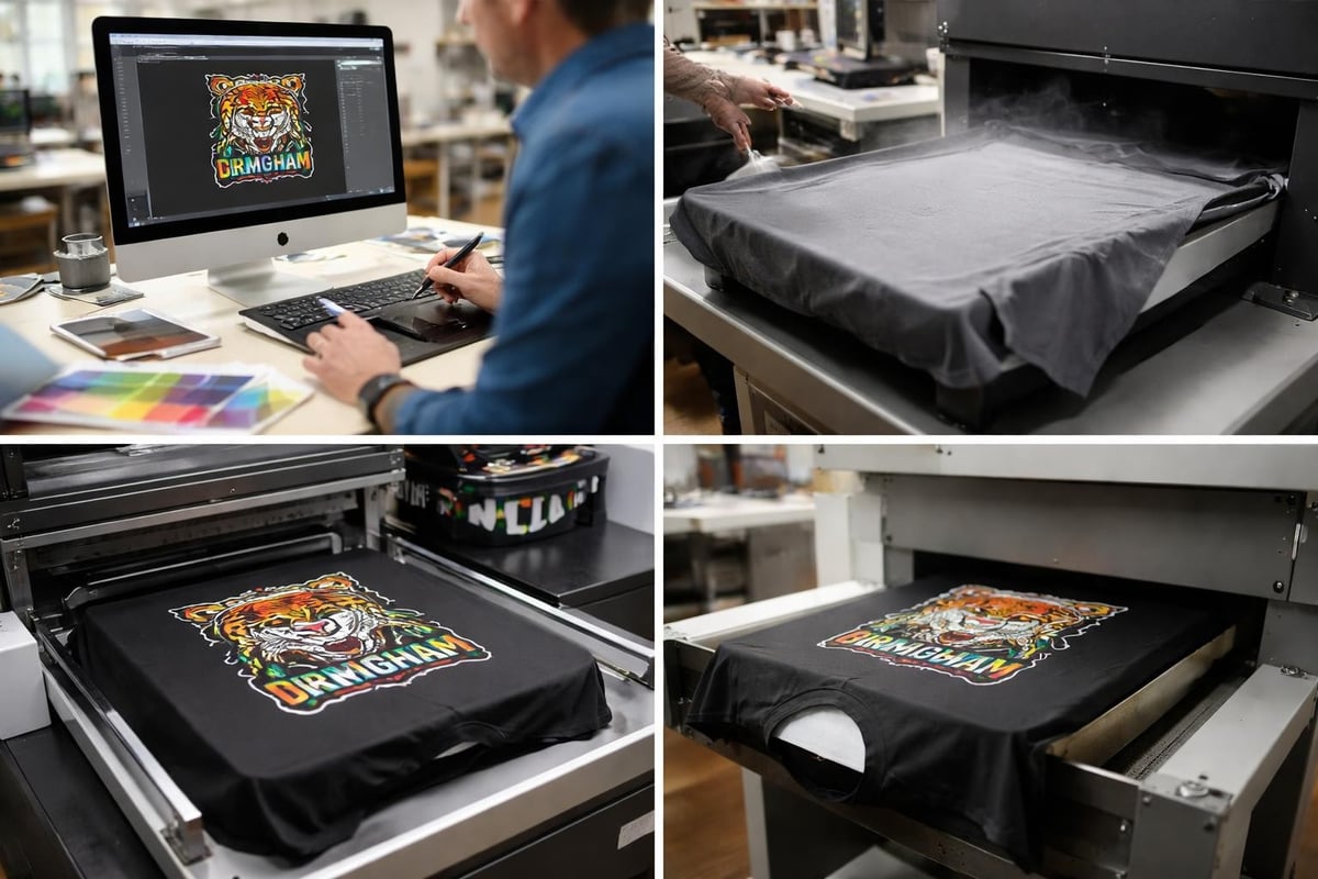 DTG printing process stages