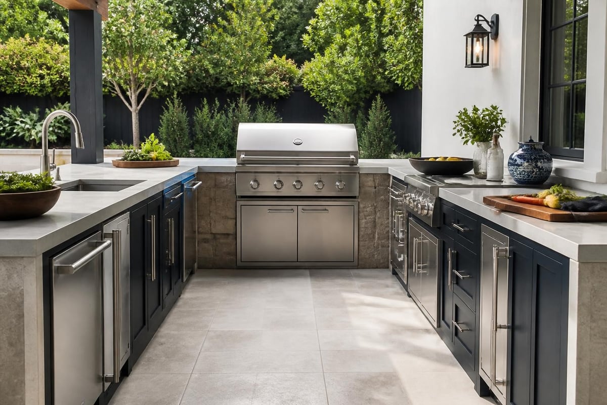 Outdoor kitchen workflow zones