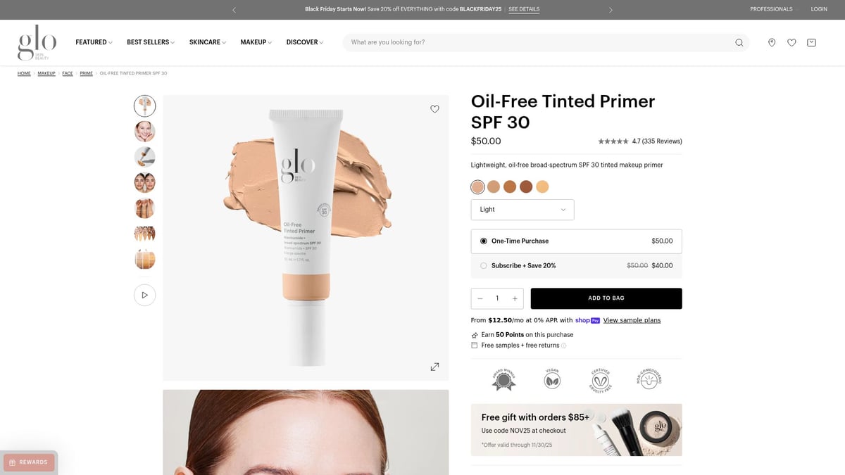 7 Must-Try Mineral Make Up Picks for 2025 - Glo Skin Beauty Oil-Free Tinted Primer SPF 30